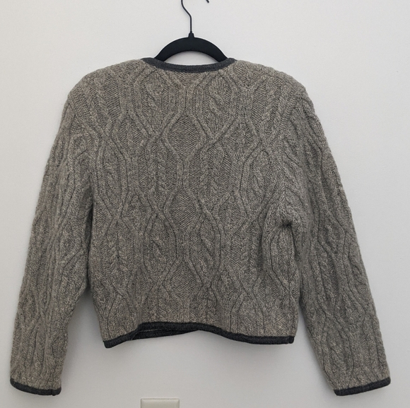 Stapf Boiled Mohair Wool Cable Knit Gray Button Front Cardigan Size 36 Small - Picture 6 of 6